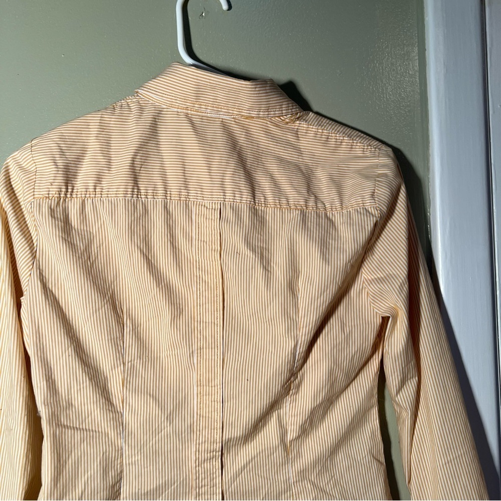New York & Co Button Down Shirt Yellow White Pinstripes S - Picture 6 of 8